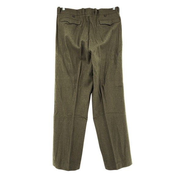 Vtg French Army Pants 36* Men Bach Beaumont Wool Military Button Fly Olive Green - Picture 2 of 13